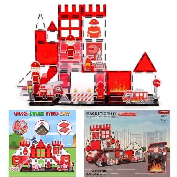 XinBida STEM System - #X6037 - The Fire Series Magnetic Tile Set - 48PC Set - 3 Sets For $30.00