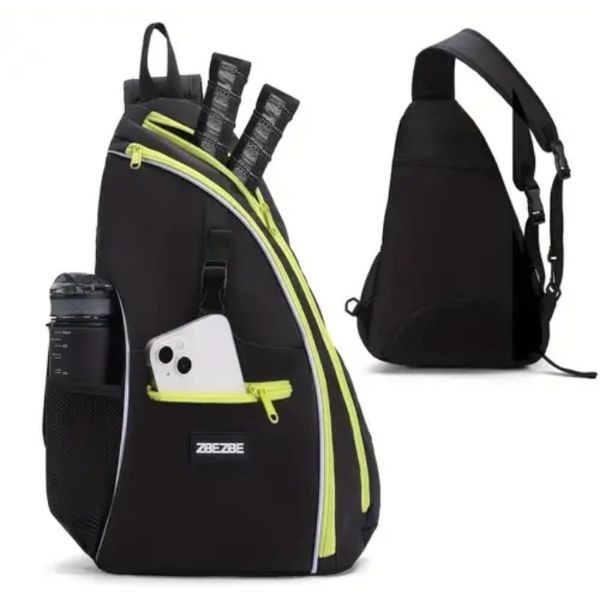 Zbezbe Pickleball - Rugged Sling Style Pickleball Gear & Paddle Bag - 3Zippered Pockets - Padded Straps And Back Pad - 4 For $30.00