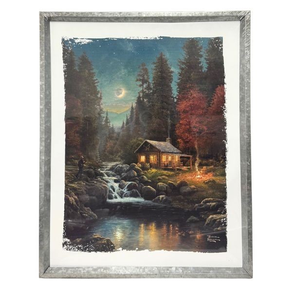 Country Side Art - #55037 - The Cabin - 20"x15" Galvanized Metal Framed Art - 6 For $30.00
