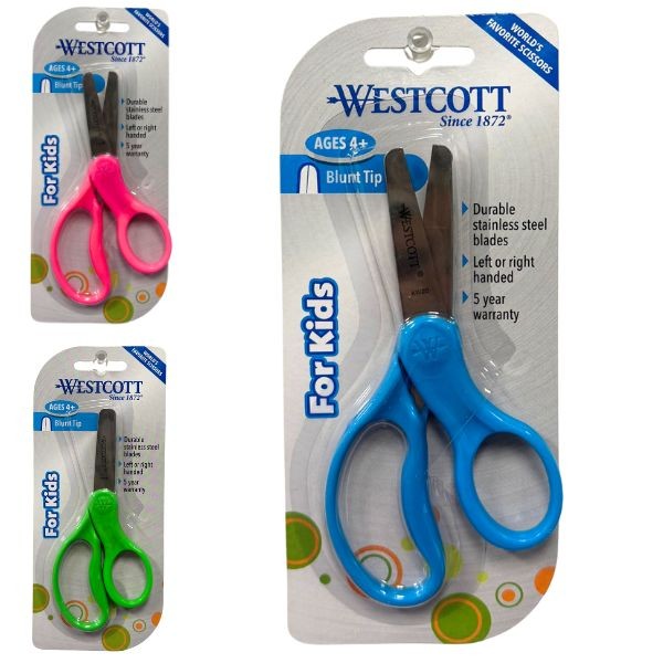 Westcott 5" Scissors For Kids - #13130 -  Blunt Tip - Colors Vary - Tru Grip Handles - Stainless Steel - 48 For $32.64