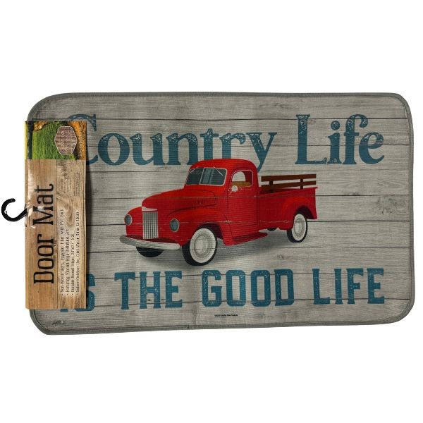 Country Life Is The Good Life - #70576 - 30"x18" - Red Truck Non-Skid Door Mat - Indoor/Outdoor - 8 For $32.00