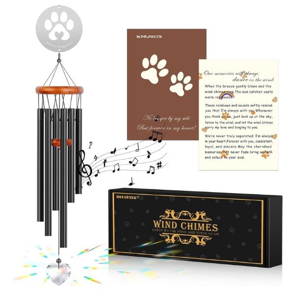 Dog Memorial Windchime - 26" Total Length - Tones Metal and Wood Construction - 4 For $32.00