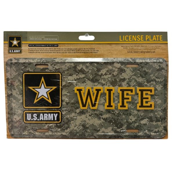 US Army License Plates - #45016 - Camo Style Army Wife - Metal License Plates - Weather Resistant - 12 For $24.00