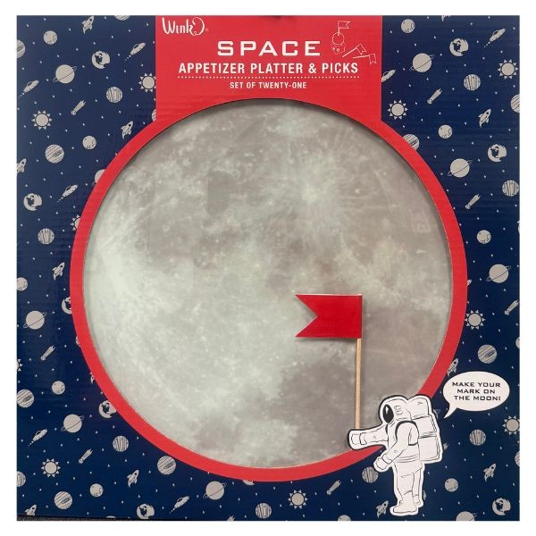 Wink Home Products -CTR- Space 12" Round Glass Appetizer Platter - 20 Picks Included - 10 For $35.00 - Wholesale Mystery Merchandise - Wholesale John Deere - Wholesale Licensed Products