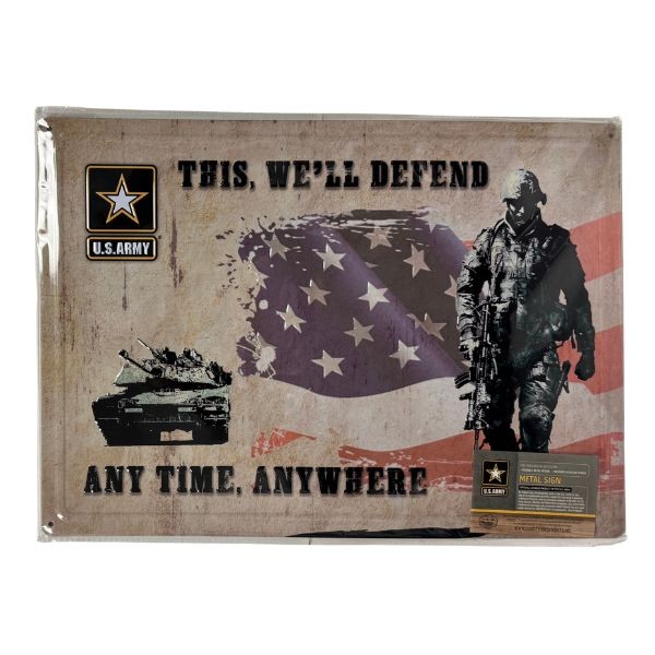 Tin Metal Signs - #45018 - Defend At Anytime - 17"x12" - Pre-Drilled Hanger Holes - 8 For $32.00
