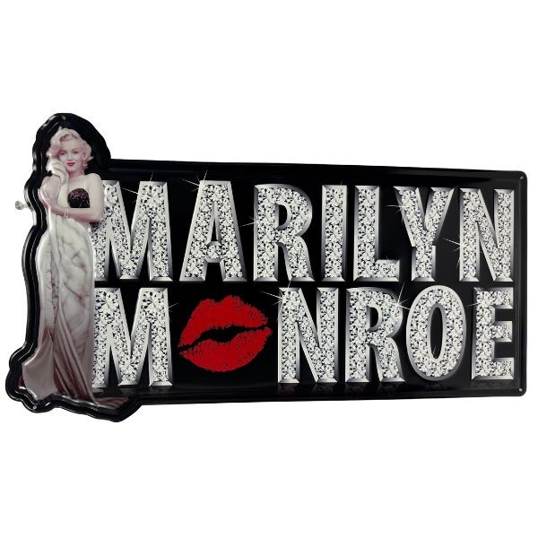 Oversized Die-Cut Metal Signs - #56011 - 27"x13" - Marilyn Diamonds With Kiss - 3 For $30.00 - Wholesale Mystery Merchandise - Wholesale John Deere - Wholesale Licensed Products