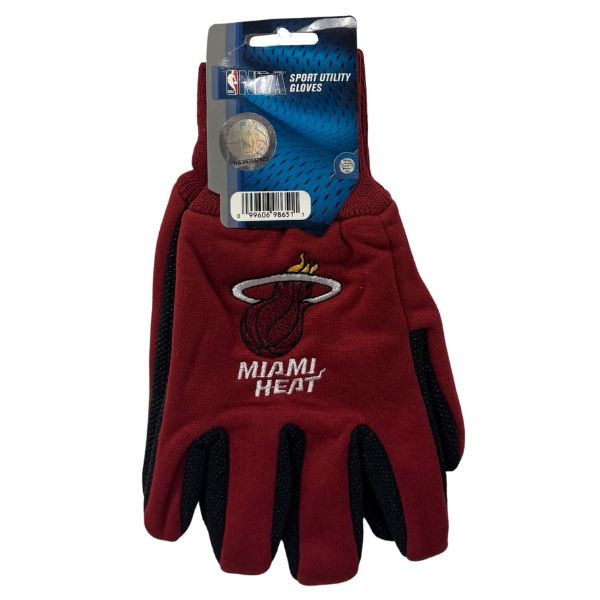 Miami Heat Team Gloves - Utility Style Embroidered Logo Gloves - 12 Pair For $36.00 - Miami Heat