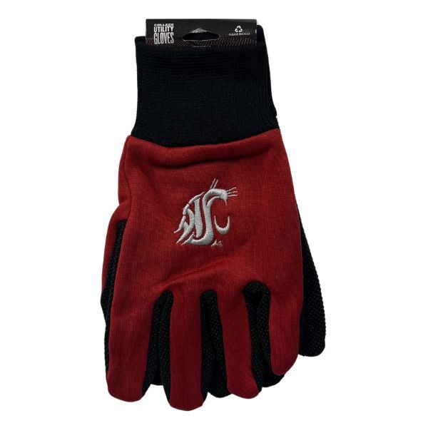 Washington State Cougars Team Gloves - Utility Style Embroidered Logo Gloves - 12 Pair For $36.00 - Washington State