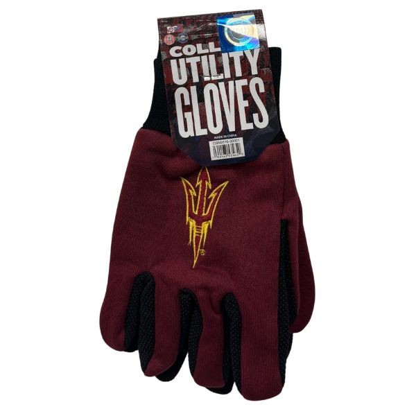 Arizona State Sun Devils Team Gloves - Utility Style Embroidered Logo Gloves - 12 Pair For $36.00 - Arizona State