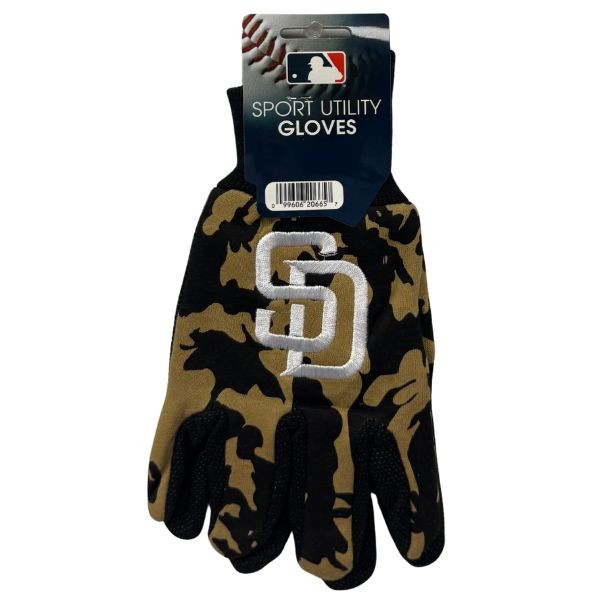 San Diego Padres CAMO Team Gloves - Utility Style Embroidered Logo Gloves - 12 Pair For $36.00 - Wholesale San Diego Padres Products - Padres Merchandise