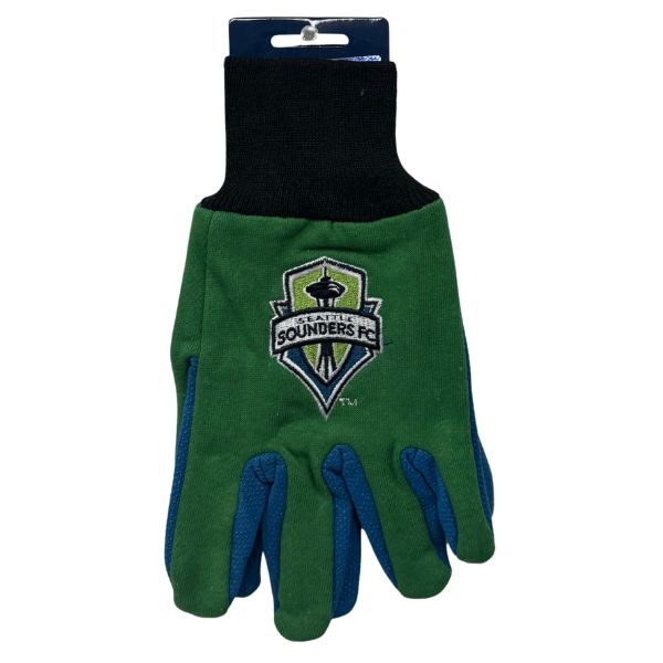 Seattle Sounders FC Soccer Team Gloves - Utility Style Embroidered Logo Gloves - 12 Pair For $36.00 - Wholesale Seattle Seahawks Product - Seahawks Merchandise