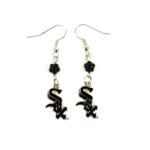 Chicago White Sox Earrings - The SOPHIE Style Dangle - 12 Pair For $36.00 - Wholesale Chicago White Sox Products - White Sox Merchandise