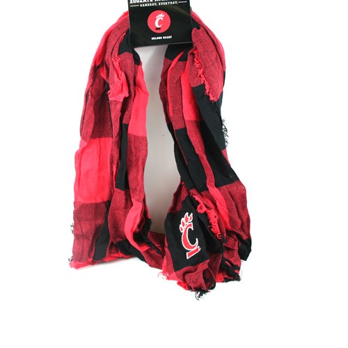 Cincinnati Bearcats Infinity Scarves - Buffalo Check Style - 12 For $60.00 - Cincinnati Bearcats