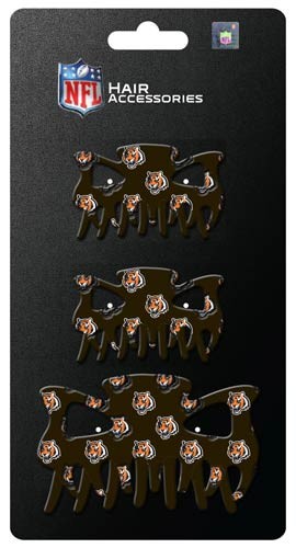 Cincinnati Bengals - 3PC Hairclip Set - 12 Sets For $30.00 - Wholesale Cincinnati Bengals Products - Bengals Merchandise