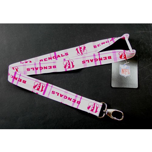 Cincinnati Bengals Lanyards - Pink Plaid Style Lanyards - 12 For $24.00 - Wholesale Cincinnati Bengals Products - Bengals Merchandise