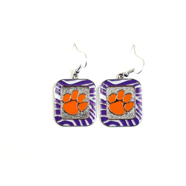 Clemson Tigers Earrings - Zebra Style Dangle Earrings - $3.00 Per Pair - Clemson Tigers