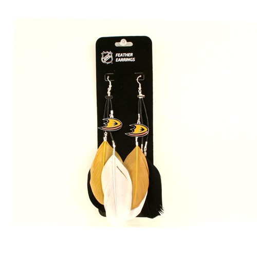 Closeout - Anaheim Ducks Merchandise - Feather Earrings - 12 Pair For $24.00 - Anaheim Ducks
