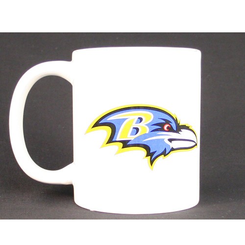 Closeout - Baltimore Ravens Mugs - White 11OZ - Wholesale Coffee Mugs - 6 Mugs For $24.00 - Wholesale Baltimore Ravens Products - Baltimore Football
