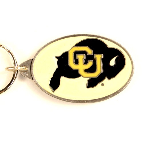 Closeout - Colorado Buffalos Key Chains - Pewter Oval - 12 For $18.00 - Colorado Buffaloes