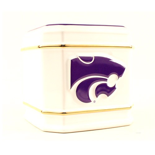 Closeout - Kansas State Merchandise - White Ceramic Tissue Box Cover - 6  For $12.00 - Kansas State