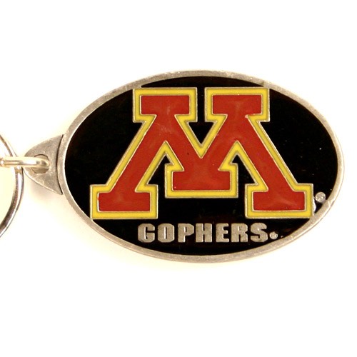 Closeout - Minnesota Gophers Key Chains - Pewter Oval - 12 For $18.00 - Minnesota Gophers