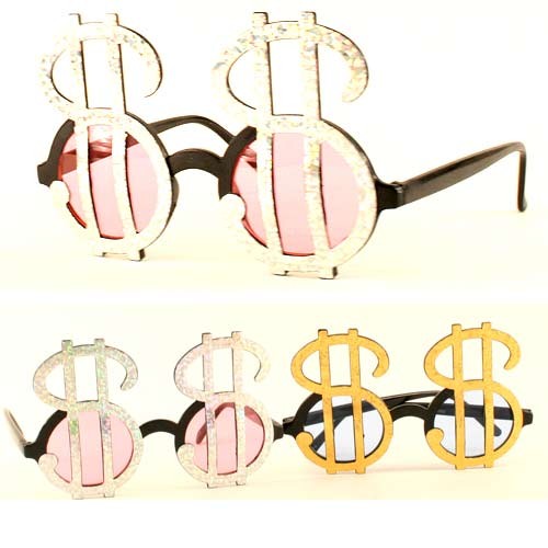 Closeout - Party Sunglasses - Dollar Signs - #P010 - 12 Pair For $12.00