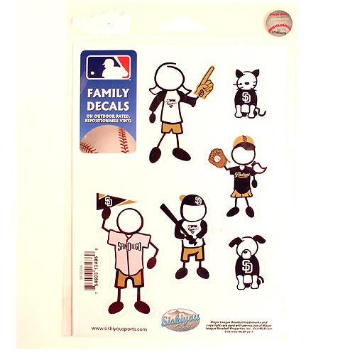 Closeout - San Diego Padres Stickers - Family Decal Sets - 12 For $24.00 - Wholesale San Diego Padres Products - Padres Merchandise