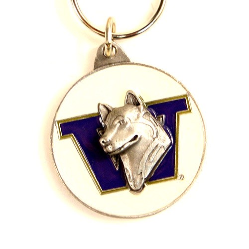 Closeout - Washington Huskies Key Chains - Pewter Oval - 12 For $18.00 - Washington Huskies