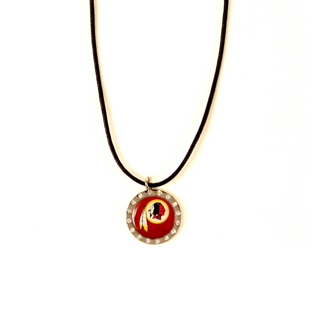 Closeout - Washington Redskins Necklaces - Black Cord Bling Style - 12 For $24.00 - Wholesale Washington Redskins Products - Redskins Merchandise