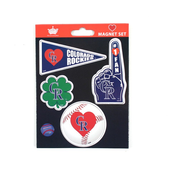 Colorado Rockies Heart Series Magnets - Heavy Stock - 4PC Magnet Set - 4.5"x6" Template - 12 Sets For $15.00 - Wholesale Colorado Rockies Products - Rockies Merchandise