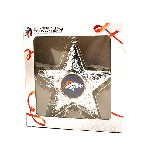 Denver Broncos Ornaments - Silver Star Style - 12 For $36.00 - Wholesale Denver Broncos Products - Denver Merchandise