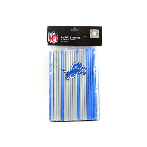 Detroit Lions Straws - 100 Count Team Straw Sets - 12 Sets For $12.00 - Wholesale Detroit Lions Products - Lions Merchandise