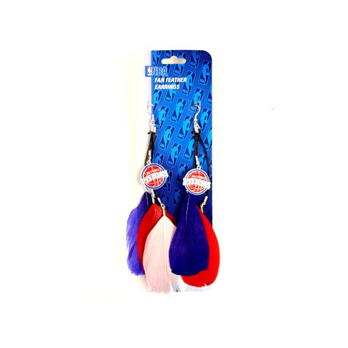 Detroit Pistons Earrings - Feather Dangle Style - $2.75 Per Pair - Detroit Pistons
