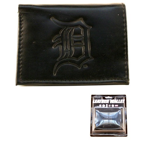 Detroit Tigers Wallets Black Tri-Fold Leather Wallets - 12 Wallets For $84.00 - Wholesale Detroit Tigers Products - Tigers Merchandise