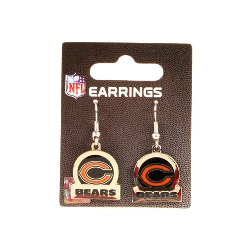 Discontinued - Chicago Bears Earrings - Circle/Bar Style - 12 Pair For $30.00 - Wholesale Chicago Bears Products - Bears Merchandise