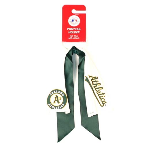 Discontinued Item - Oakland Athletics Merchandise - Ponytail Holders - 12 Ponies For $24.00 - Wholesale Oakland Athletics Products - Athletics Merchandise