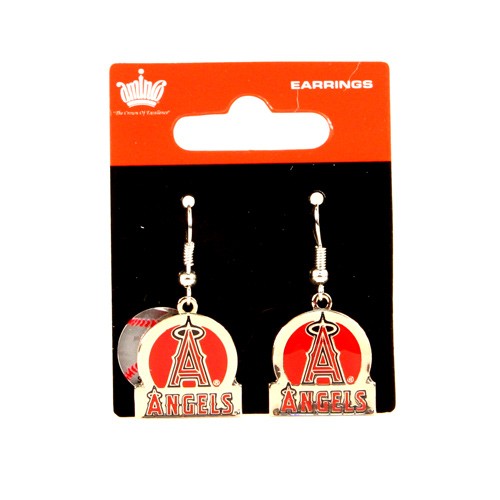 Discontinued Style - Los Angeles Angels Earrings - Circle/Bar Style - 12 Earrings For $30.00 - Wholesale Los Angeles Angels Products - Angels Merchandise