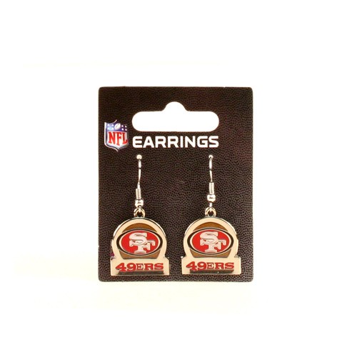 Discontinued Style - San Francisco 49ers Earrings - Circle/Bar Logo - 12 For $30.00 - Wholesale San Francisco 49ers Product - 49ers Merchandise