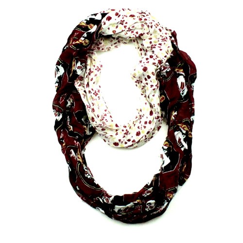Florida State Seminoles Scarves - Split Floral Style - Infinity Scarves - 2 For $15.00 - Florida State