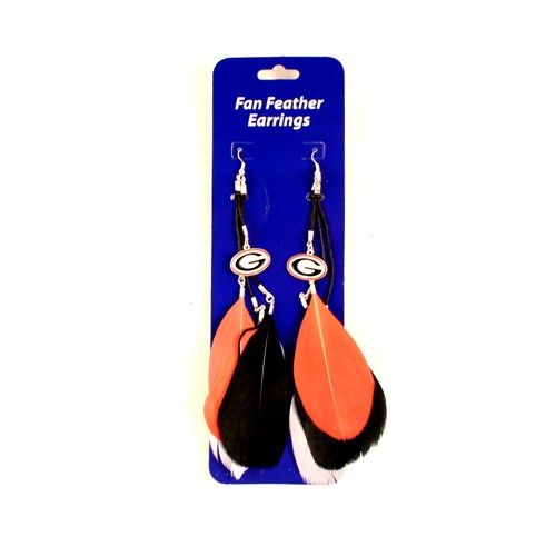 Georgia Bulldogs Earrings - Dangle Feather Style - $2.75 Per Pair - Georgia