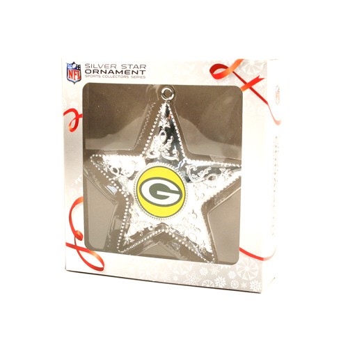Green Bay Packers Ornaments - Silver Star Style - 12 For $36.00 - Wholesale Green Bay Packers Products - Packers Merchandise