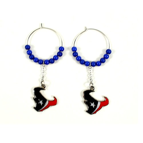 Houston Texans Earrings - 1" Multi Bead Hoop Earrings - 12 Pair For $36.00 - Wholesale Houston Texans Products - Texans Merchandise