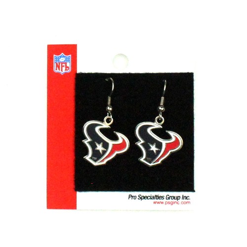 Houston Texans Earrings - PSG Dangle Style - 12 Pair For $30.00 - Wholesale Houston Texans Products - Texans Merchandise