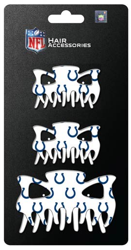 Indianapolis Colts - 3PC Hairclip Set - 12 Sets For $30.00 - Wholesale Indianapolis Colts Products - Colts Merchandise 2