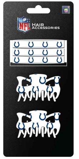 Indianapolis Colts - 5PC PONY/HAIRCLIP Set - 12 Sets For $30.00 - Wholesale Indianapolis Colts Products - Colts Merchandise 2