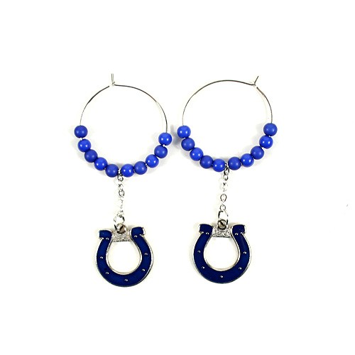 Indianapolis Colts Earrings - 1" Multi Bead Hoop Earrings - 12 Pair For $36.00 - Wholesale Indianapolis Colts Products - Colts Merchandise