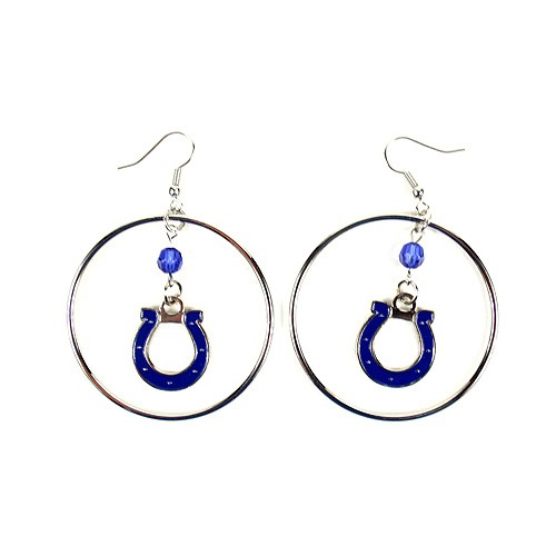 Indianapolis Colts Earrings - 2" Color Bead Hoop Earrings - 12 Pair For $42.00 - Wholesale Indianapolis Colts Products - Colts Merchandise
