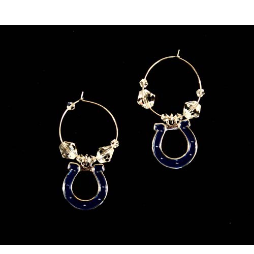 Indianapolis Colts Earrings - Clear Bead HOOP Style - $5.00 Per Pair - Wholesale Indianapolis Colts Products - Colts Merchandise