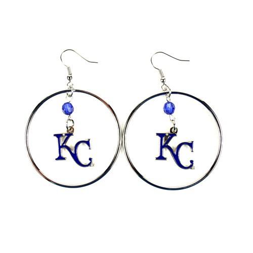Kansas City Royals Earrings - 2" Color Bead Hoop Earrings - $4.00 Per Pair - Wholesale Kansas City Royals Products - Royals Merchandise