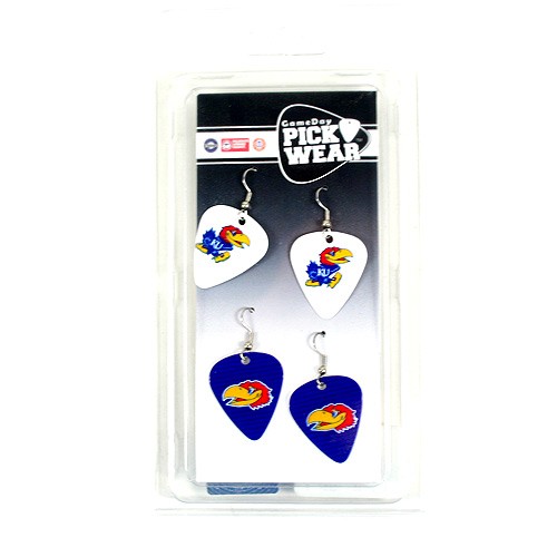 Kansas Jayhawks - 2Pack Guitar Pick Earrings Sets - 12 Sets For $30.00 - Kansas Jayhawks